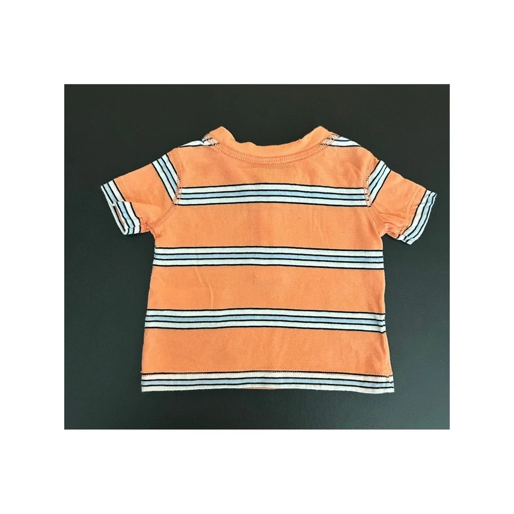 Baby Gap Orange Striped Short Sleeve Henley T-Shirt 0-3 Months (1267)